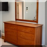 F49. Asher Benjamin & Co. cherry 6-drawer double dresser. 35”h x 63”w x 19”d 